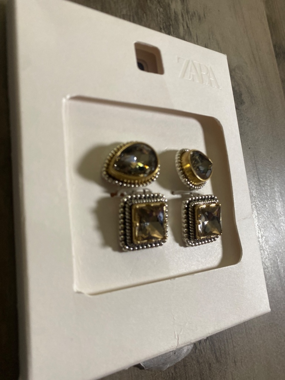 NWT Zara Double Rhinestones Earrings - Picture 5 of 8